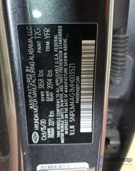 2021 Hyundai Elantra Sel from USA, damaged, VIN 5NPLM4AG1MH003521